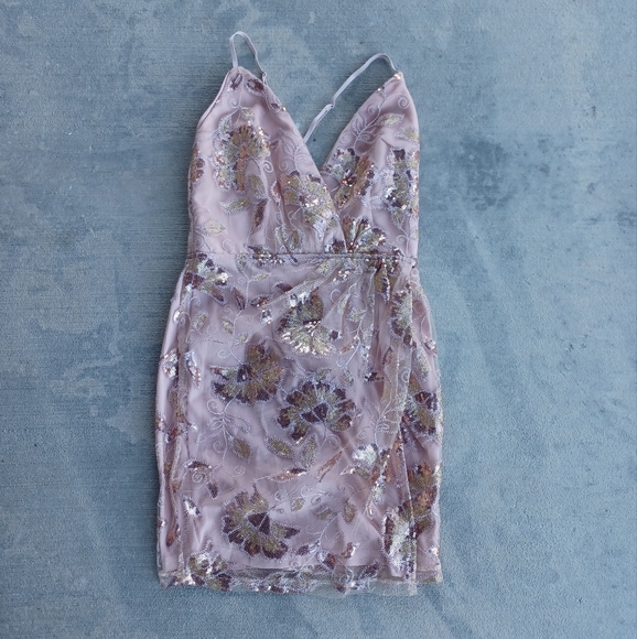 Maniju Sequin Mini Wrap Short Dress - Picture 9 of 9